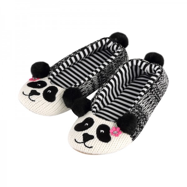 Knitted House Panda Slippers for Women