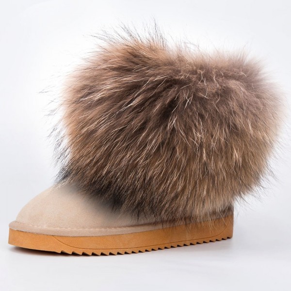 Women's Short Fluffy Fur Boots Suede Ankle Booties with Fur Toppers