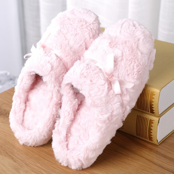Elegant Womens House Slippers Pink Fuzzy Scuffs with Hoodback