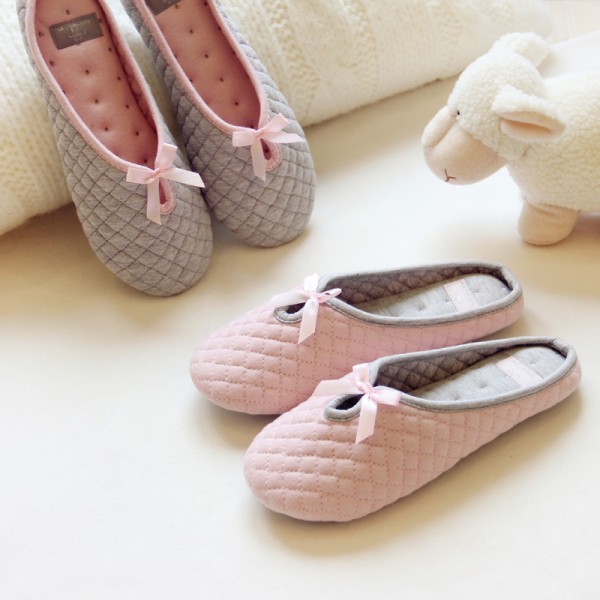 Women's Memory Foam Pink House Slippers with Bow