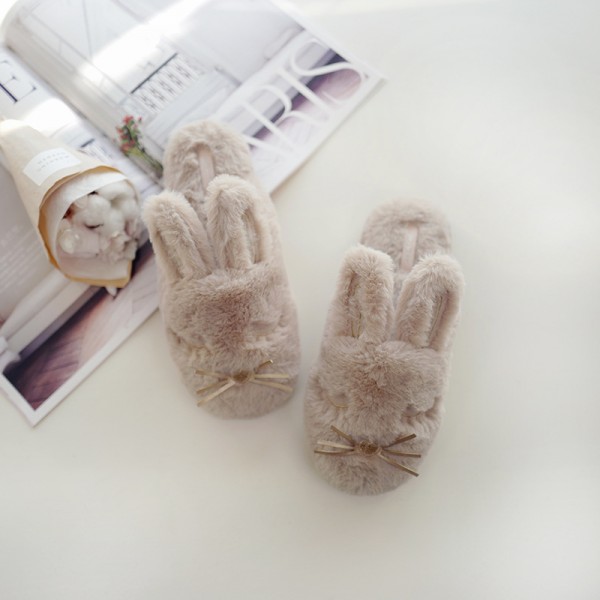 Cute Bunny Slippers for Women Fuzzy House Fur Slip-Ons