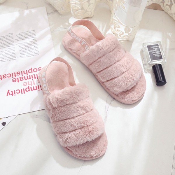 Fuzzy Womens Slides with Arch Support Pink Ladies Slippers