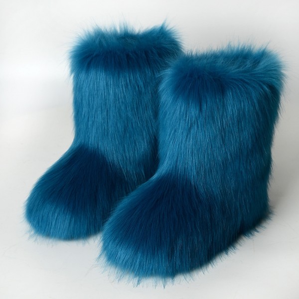 Winter Faux Fur Boots Women's Fluffy Mid-Calf Yeti Boots