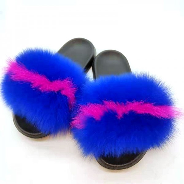 Women's Open Toe Fur Slipper Slides Soft and Fluffy Fur Sandals