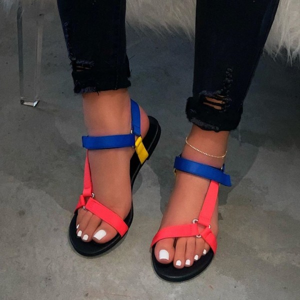 Colorful Flat Sandals for Women Light Lycra Sandals