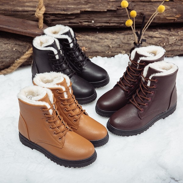 Simple Women's Ankle Boots PU Leather Snow Boots