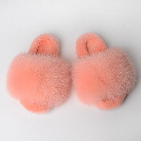 New Arrival Fluffy Fur Slides Warm Open Toe Fur Slippers