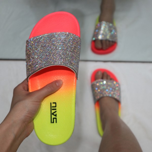 Women's Slide Sandals Shiny Beads Slippers