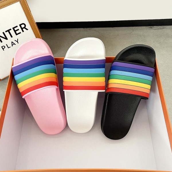 Women's Platform Slide Sandals Rainbow Colors Slippers