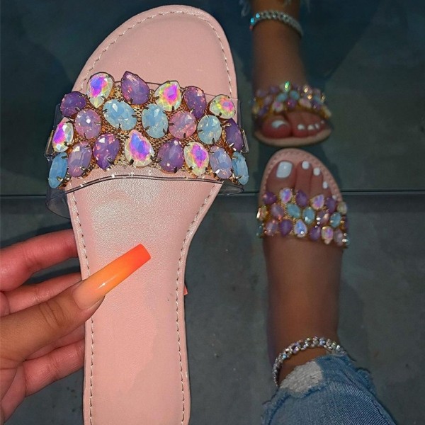 Women's Slide Sandals Diamond Print Slippers