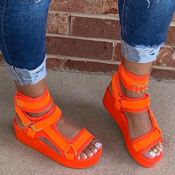 Women's Platform Sandals with Velcro Straps