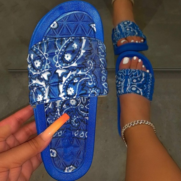 Bandana Slide Sandals for Women Floral Slip-On Slides
