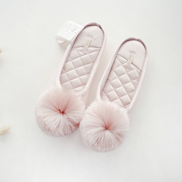 Bedroom Slippers for Women Cute Pom Pom Scuff Slipper