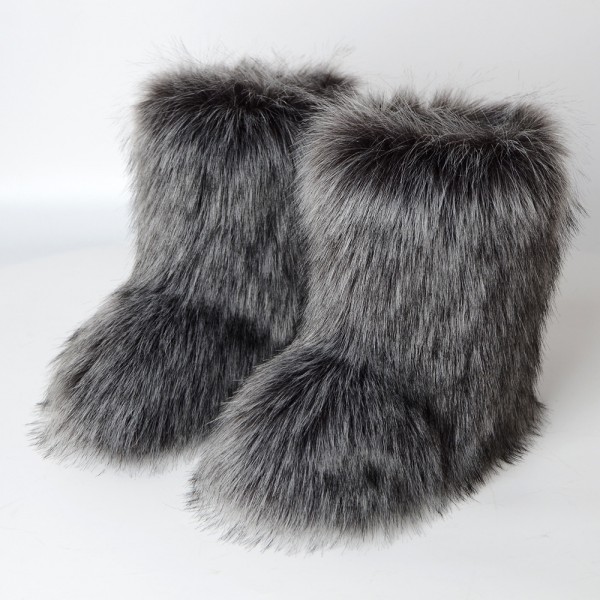 Women's Fur Boots Winter Warm Fluffy Booties 