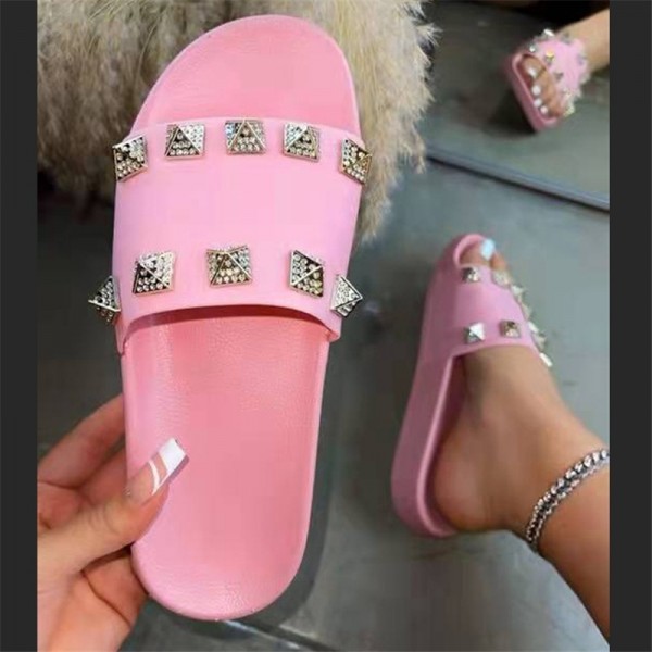 Platform Slides Sandals for Women with Rivets Decor Slippers