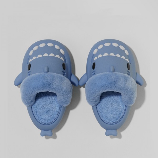 Fuzzy Shark Scuff Slippers Winter Detachable House Shoes for Adults