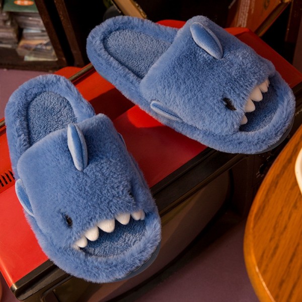 Fuzzy Shark Slippers for Adults Plush House Shoes