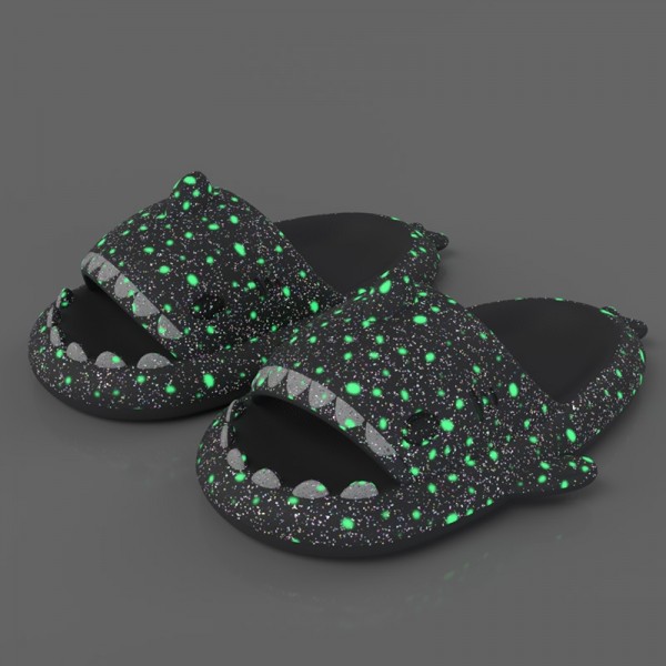 Glowing Shark Slides in The Dark Cushioned Slippers for Adults