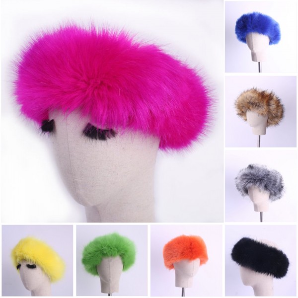 Women's Faux Fur Headbands Colorful Fuzzy Winter Earwarmer