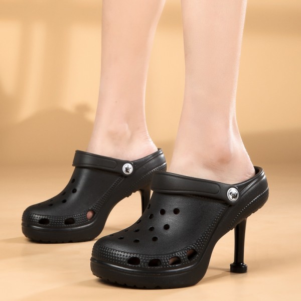 High Heel Clogs Black Pumps for Women