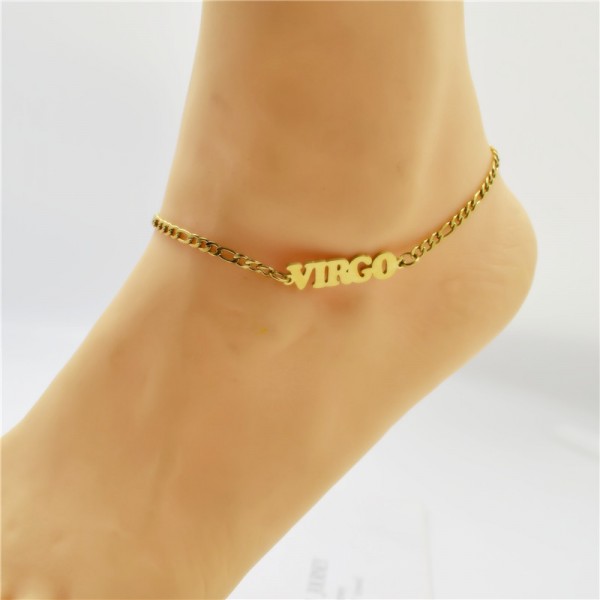 Zodiac Ankle Bracelets for Women Gold Plated Anklets 12 Constellation Anklet