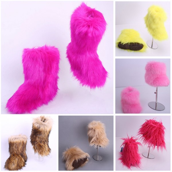 Colorful Faux Fur Boots for Toddlers and Kids Fluffy Girl's Winter Boots