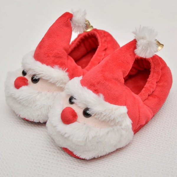 Kids Christmas Slippers Closed Back Fuzzy Santa House Shoes