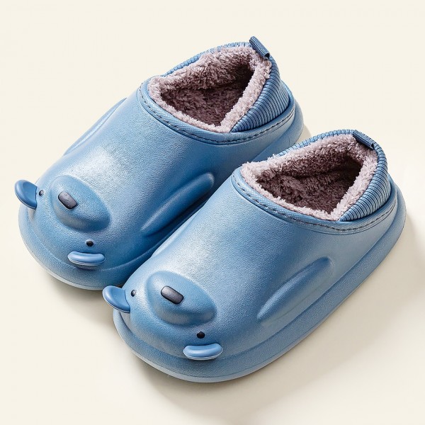 Plush Bear Slippers for Boys and Girls Waterproof House Shoes