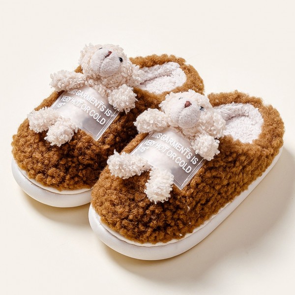 Cute Fuzzy Bear Slippers for Toddlers and Kids