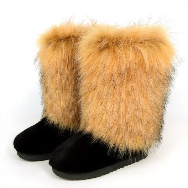 Mink Fur Boots with Furry Leg Warmers for Women