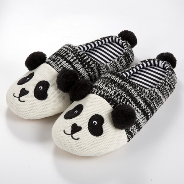Men's Panda Animal Slippers Knitted Father and Son's Scuffs