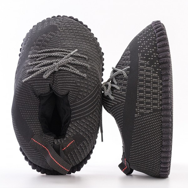 Black Sneaker Slippers for Adults Winter Plush House Shoes