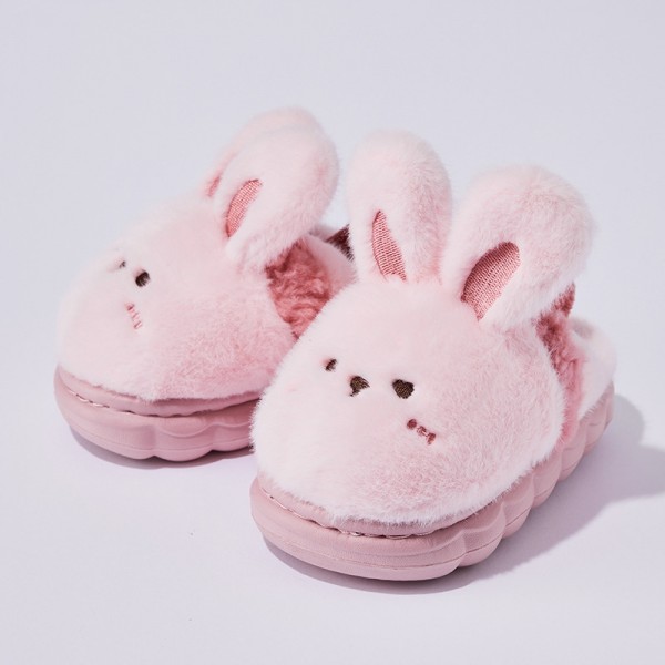 Pink Bunny Slippers for Toddlers and Little Kids Fuzzy House Shoes