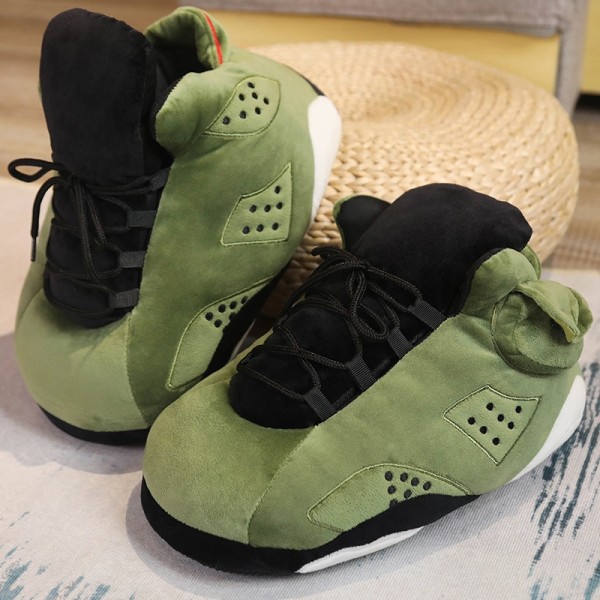 Plush Sneaker Slippers Men and Women Green House Shoes
