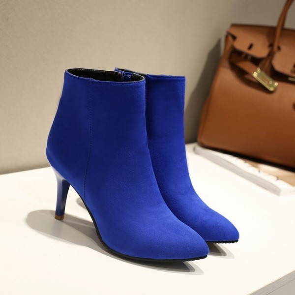 Suede Booties High Heel Pointed Toe Ankle Boots for Women