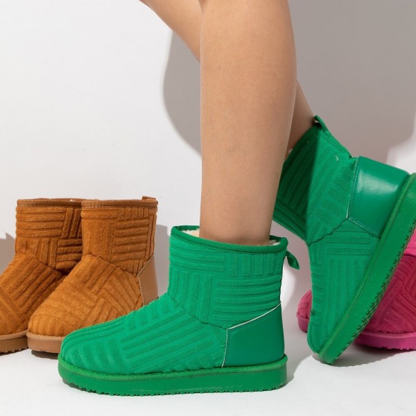 Terry Cloth Ankle Boots Women's Winter Flat Booties
