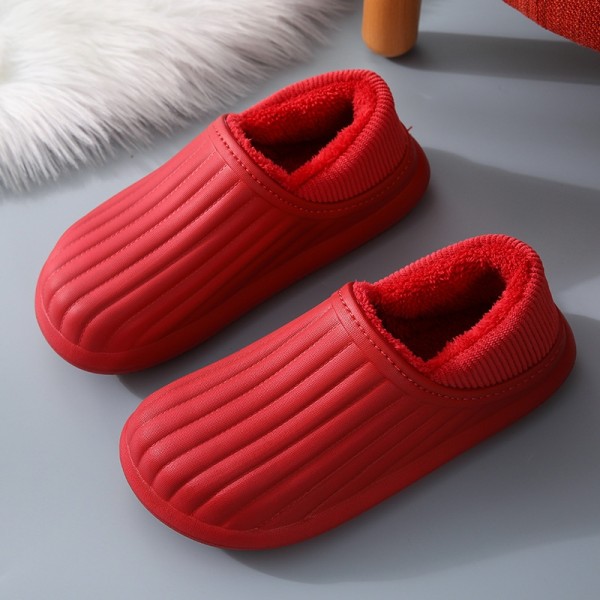 Waterproof House Slippers Fur Lined Bedroom Shoes for Women