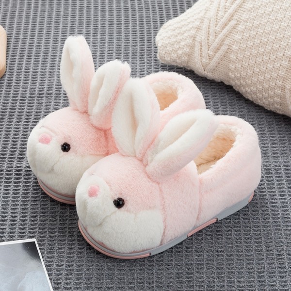 Pink Bunny Slippers Women Kids Winter Bunny House Shoes