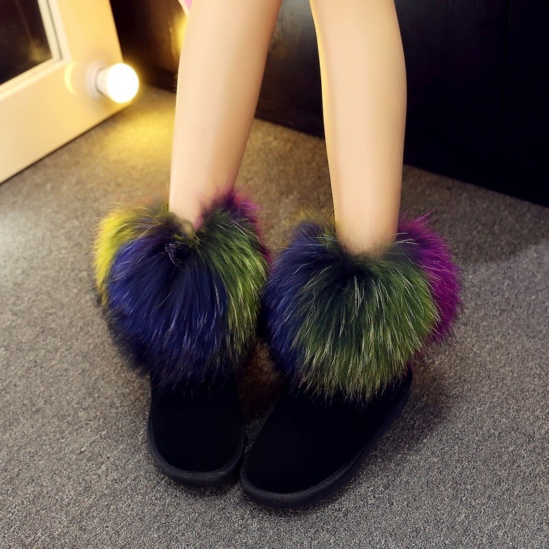 Girls Fur Lined Flat Snugg Fashion Ankle Boots Black Chestnut Diamante detail 