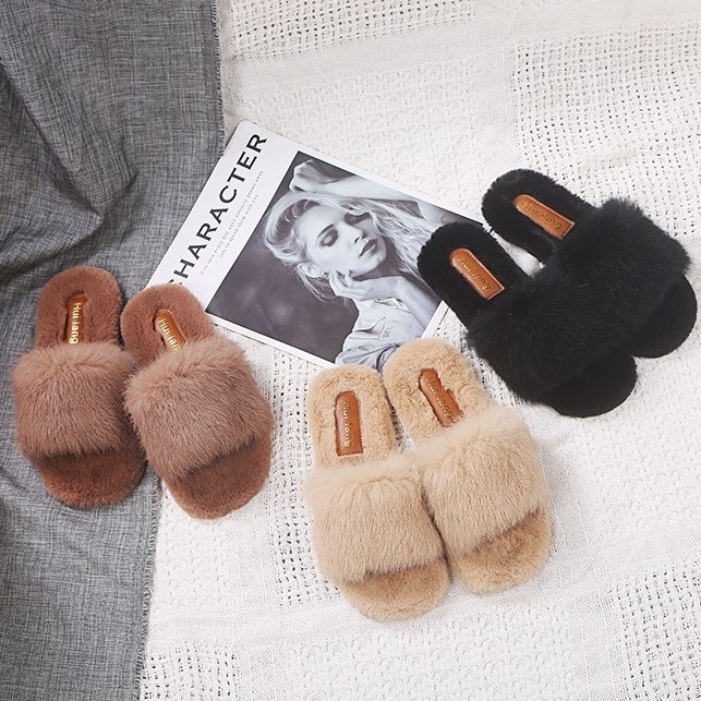 SL544 Womens/Ladies Faux Fur Rabbit Design Boot Slippers 