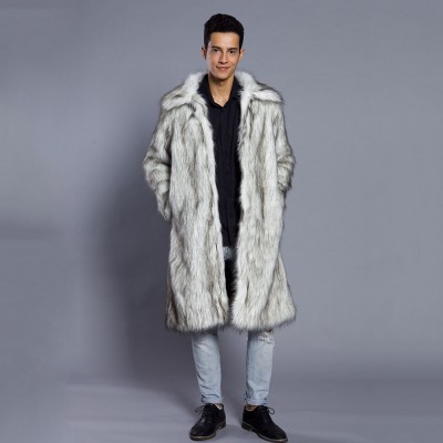 Faux Fur Dalmatian Coat Snow Leopard Outerwear for Men