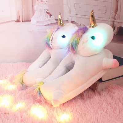 Cute Unicorn House Slippers for Kids Animal Indoor Slippers Waterproof Sole Fuzzy Home Slippers 