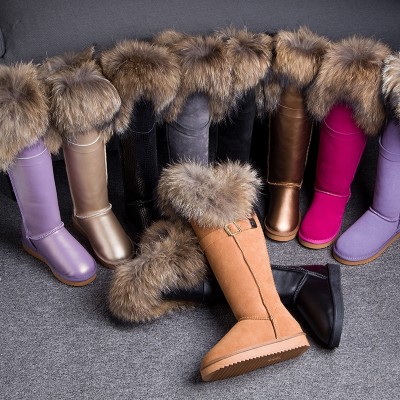Details about   Women Lady Faux Suede fur lined Warm Casual Low snow Heel Knee High Boots 