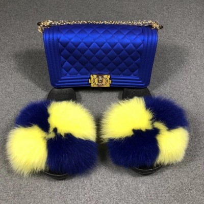 New Arrival Fur Slides with Matching Purses Set