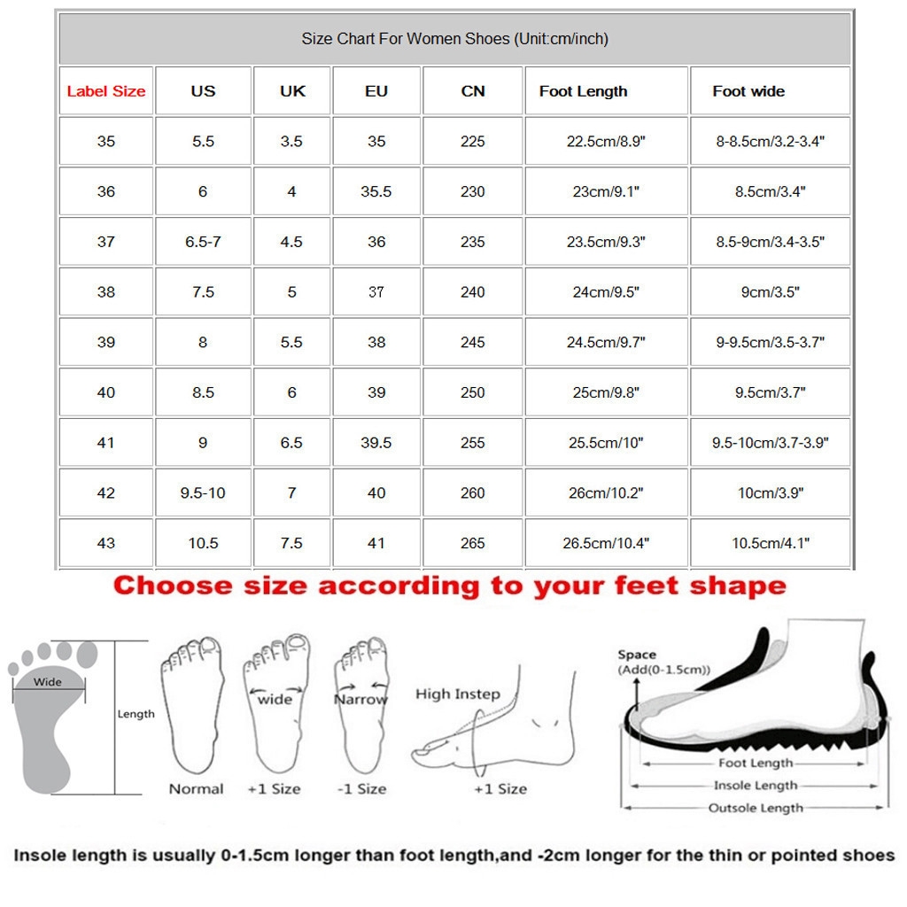 sandals size chart